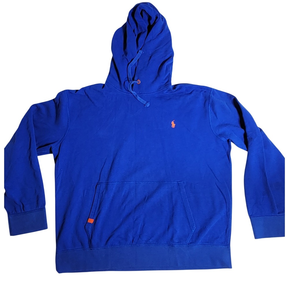 Polo Ralph Lauren Performance Hoodie Royal Blue Orange Pony 2XL Sweatshirt